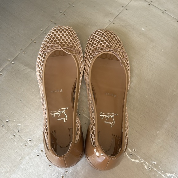 Christian louboutin sweetie Jane mesh flat Lionne camel tan ballet flats sz 41 - Picture 6 of 10